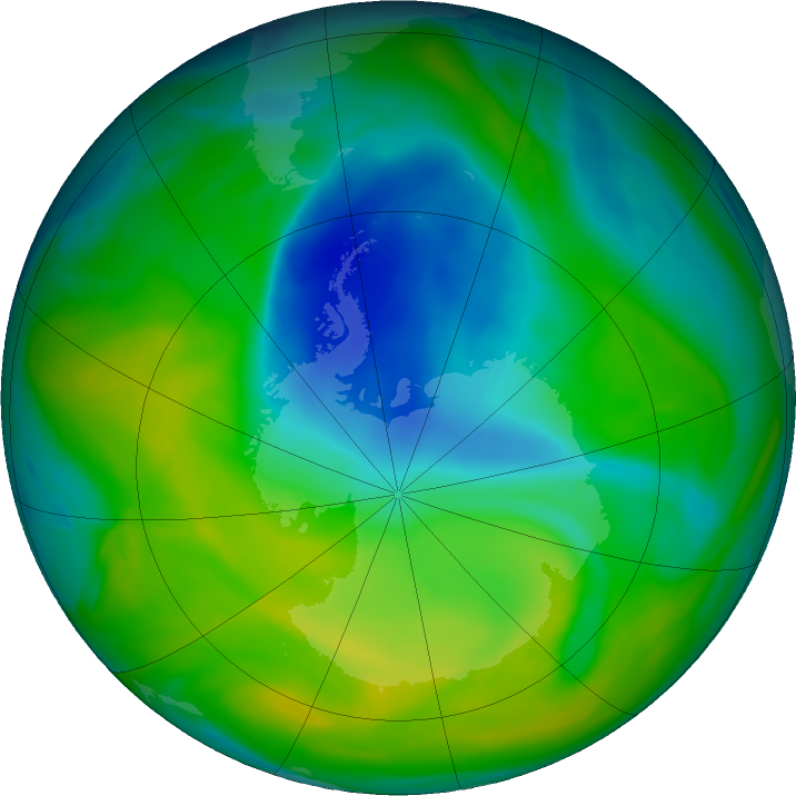 Antarctic ozone map for 18 November 2016